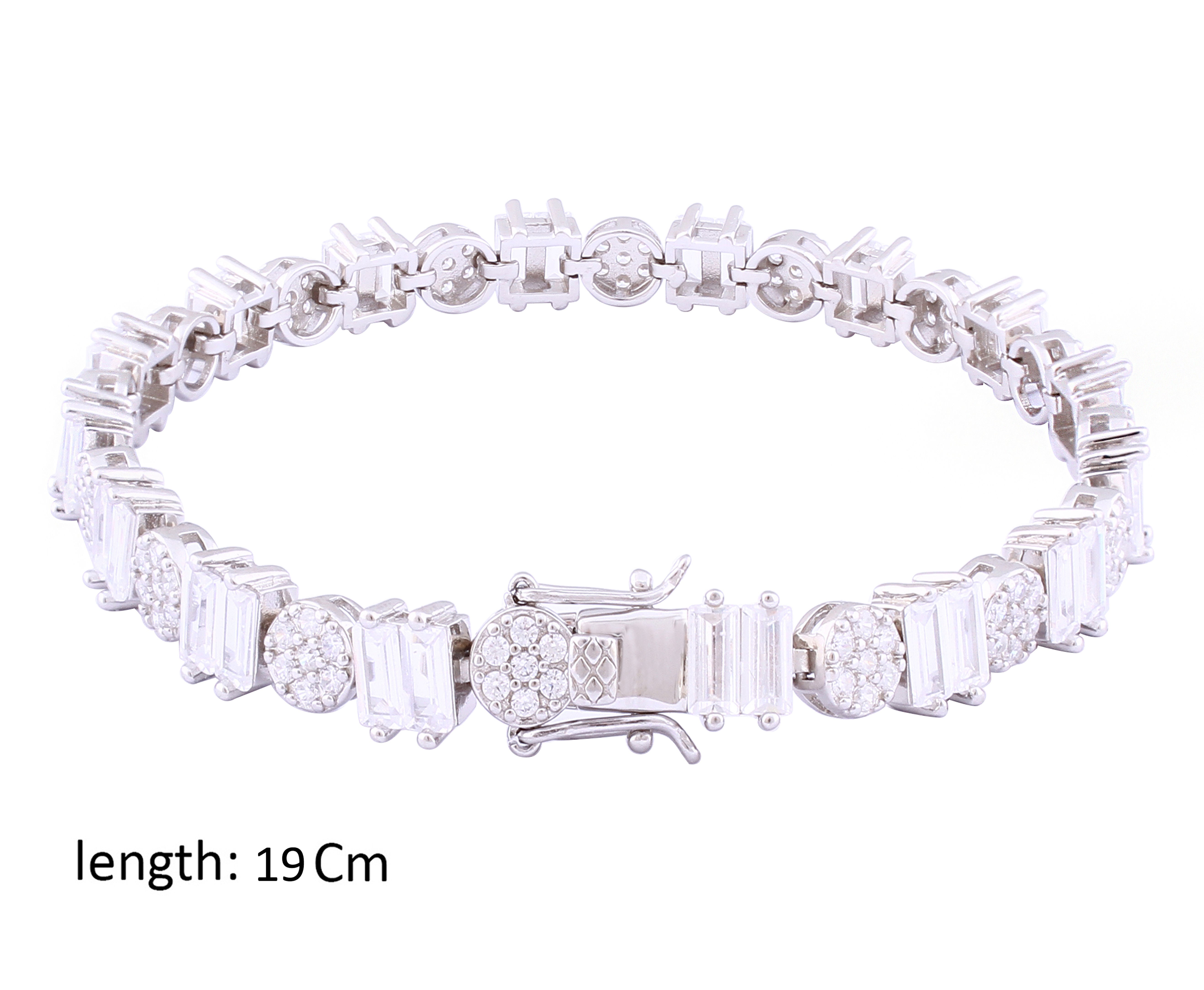 Asfour Crystal Tennis Bracelet Inlaid With Zircon Stones In 925 Sterling Silver BD0050-W