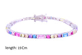 Asfour Crystal Tennis Bracelet With Multi Color Zircon Stones In 925 Sterling Silver BD0053-K