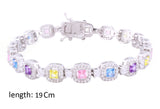 Asfour Crystal Tennis Bracelet With Multi Color Zircon Stones In 925 Sterling Silver BD0054-K