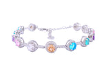 Asfour Crystal Tennis Bracelet With Multi Color Round Design In 925 Sterling Silver BD0059-K