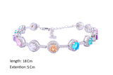 Asfour Crystal Tennis Bracelet With Multi Color Round Design In 925 Sterling Silver BD0059-K