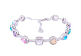 Asfour Crystal Tennis Bracelet With Multi Color Zircon Stones In 925 Sterling Silver BD0060-K
