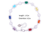 Asfour Crystal Tennis Bracelet With Multi Color Zircon Stones In 925 Sterling Silver BD0061-K