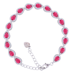 Asfour Crystal Tennis Bracelet With Turquoise Pear & Emerald Zircon In 925 Sterling Silver