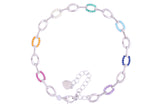 Asfour Crystal Chain Bracelet With Multi Color Zircon Stones In 925 Sterling Silver BD0067-K