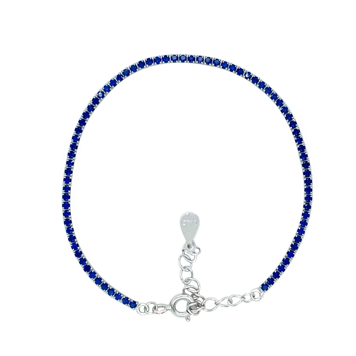 Asfour Crystal Tennis Bracelet With Turquoise Pear & Emerald Zircon In 925 Sterling Silver