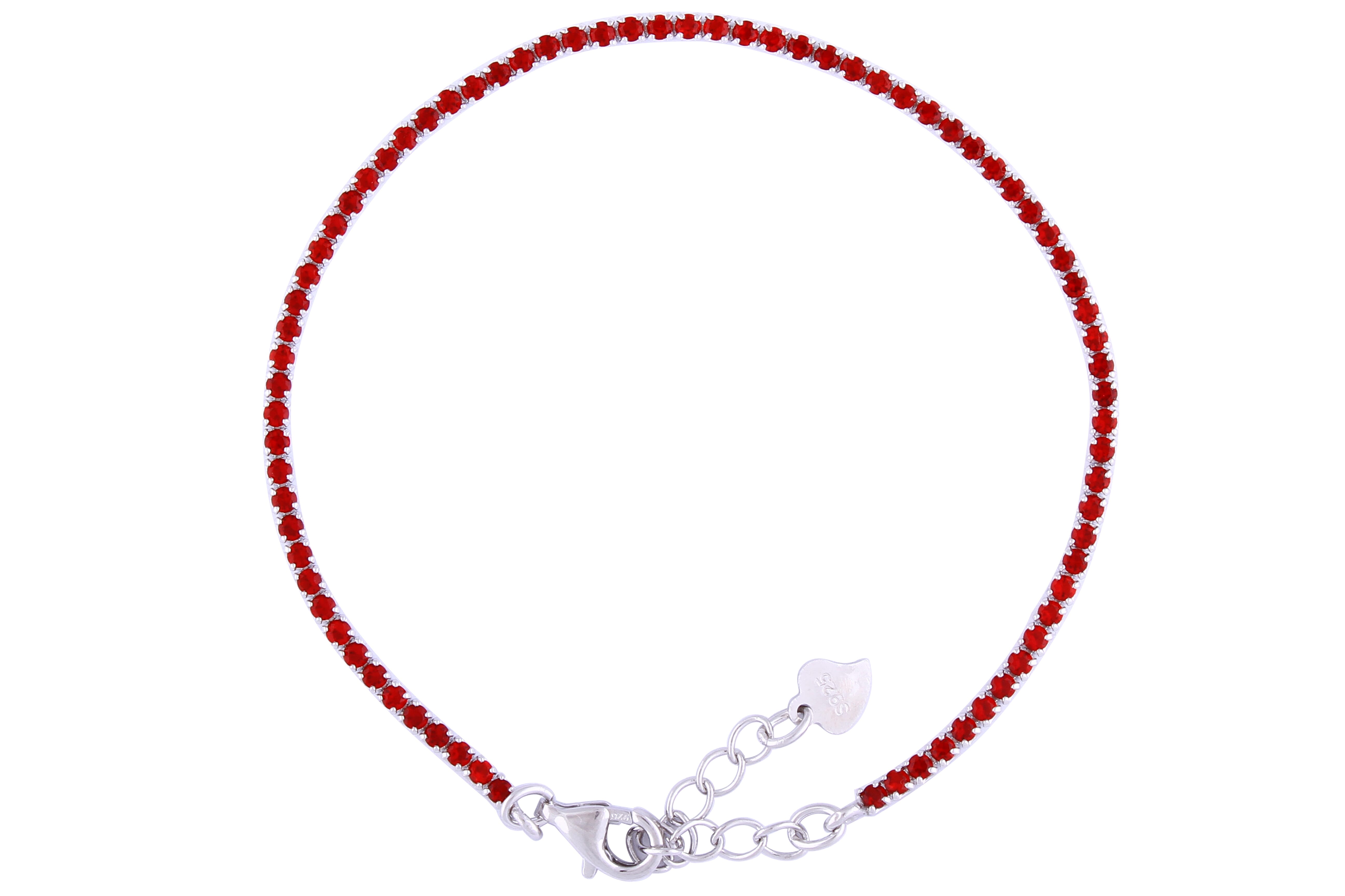 Asfour Crystal Tennis Bracelet With Ruby Zircon Stones In 925 Sterling Silver BD0097-R