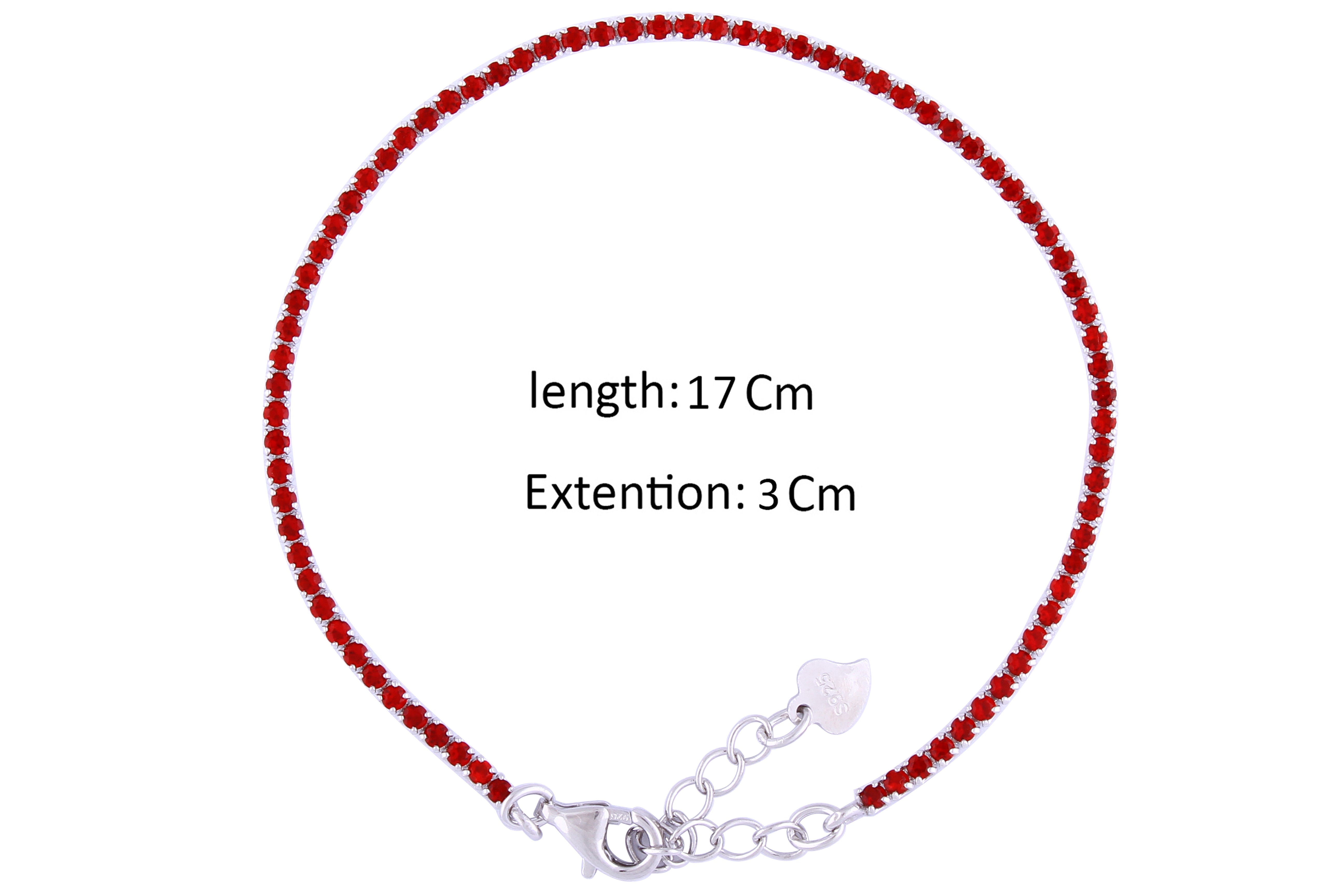 Asfour Crystal Tennis Bracelet With Ruby Zircon Stones In 925 Sterling Silver BD0097-R