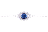 Asfour Crystal Chain Bracelet With Blue Oval Zircon Stone In 925 Sterling Silver BD0099-WB