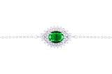 Asfour Crystal Chain Bracelet With Emerald Oval Zircon Stone In 925 Sterling Silver BD0099-WG