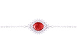 Asfour Crystal Chain Bracelet With Ruby Oval Zircon Stone In 925 Sterling Silver BD0099-WR
