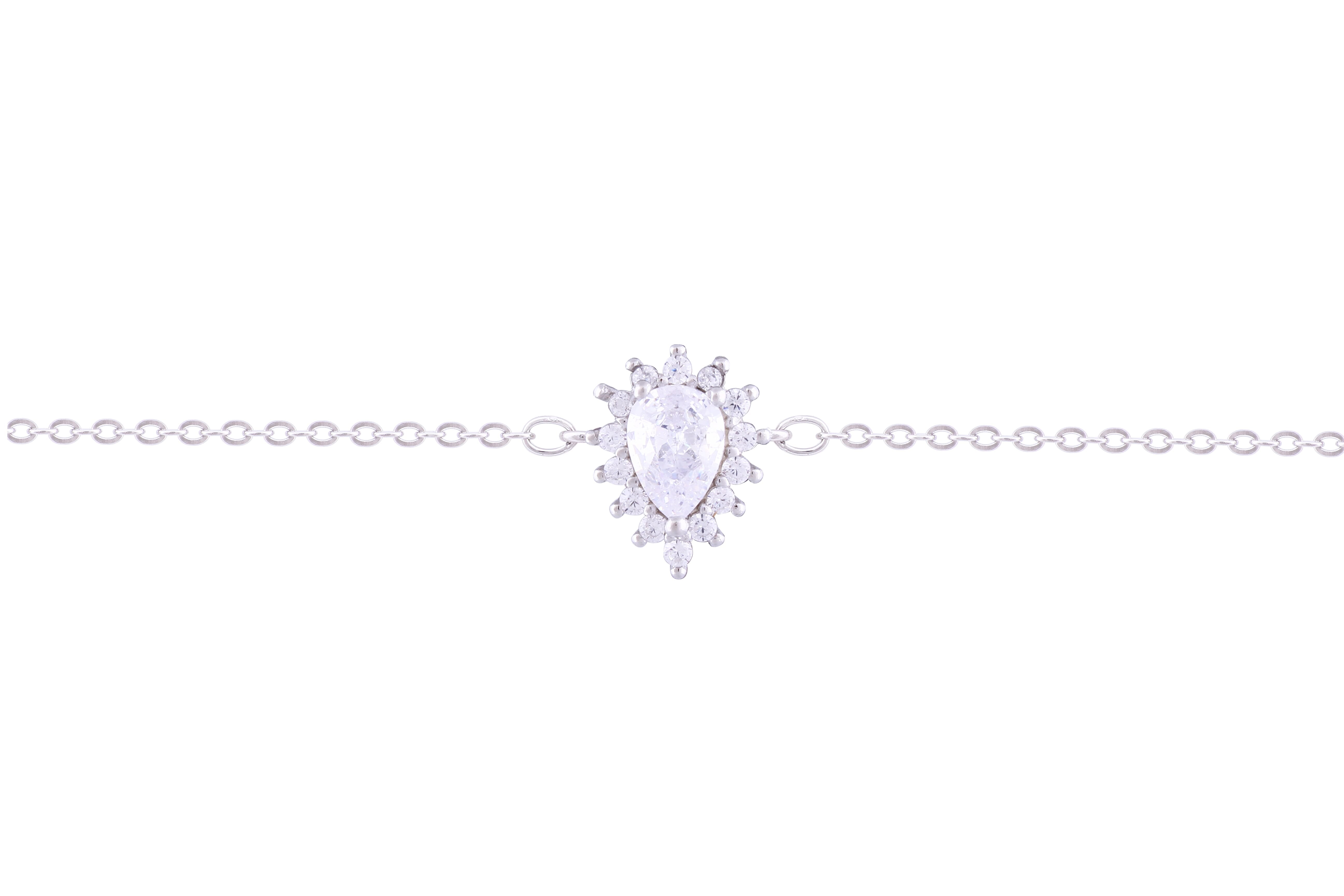 Asfour Crystal Chain Bracelet With Pear Design Inlaid With Zircon In 925 Sterling Silver BD0101-W