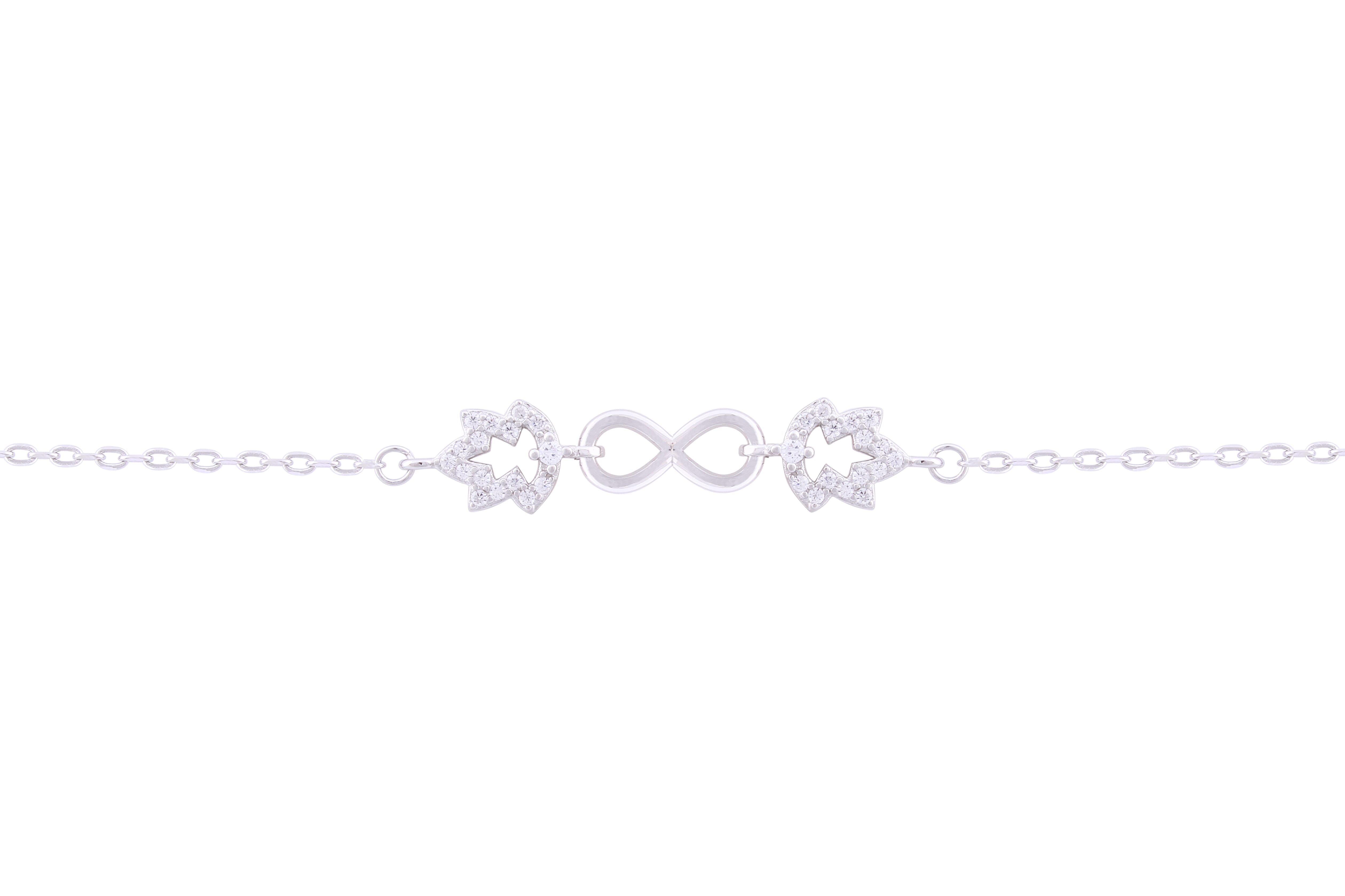 Asfour Crystal Chain Bracelet With Decorative Infinity Design In 925 Sterling Silver BD0106