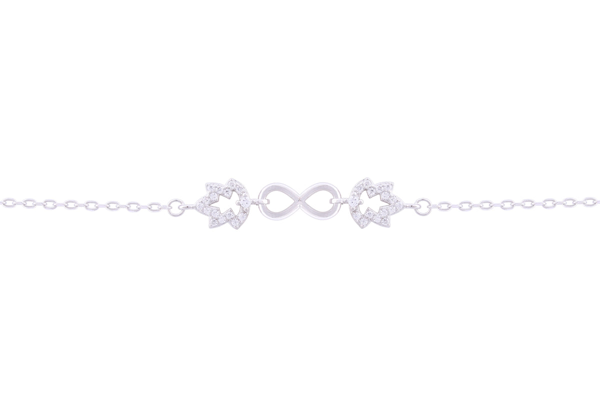 Asfour Crystal Chain Bracelet With Decorative Infinity Design In 925 Sterling Silver BD0106