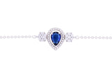 Asfour Crystal Chain Necklace With Blue Pear Design In 925 Sterling Silver BD0109-WB