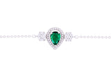 Asfour Crystal Chain Necklace With Emerald Pear Design In 925 Sterling Silver BD0109-WG