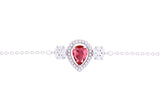 Asfour Crystal Chain Necklace With Dark Rose Pear Design In 925 Sterling Silver BD0109-WO5