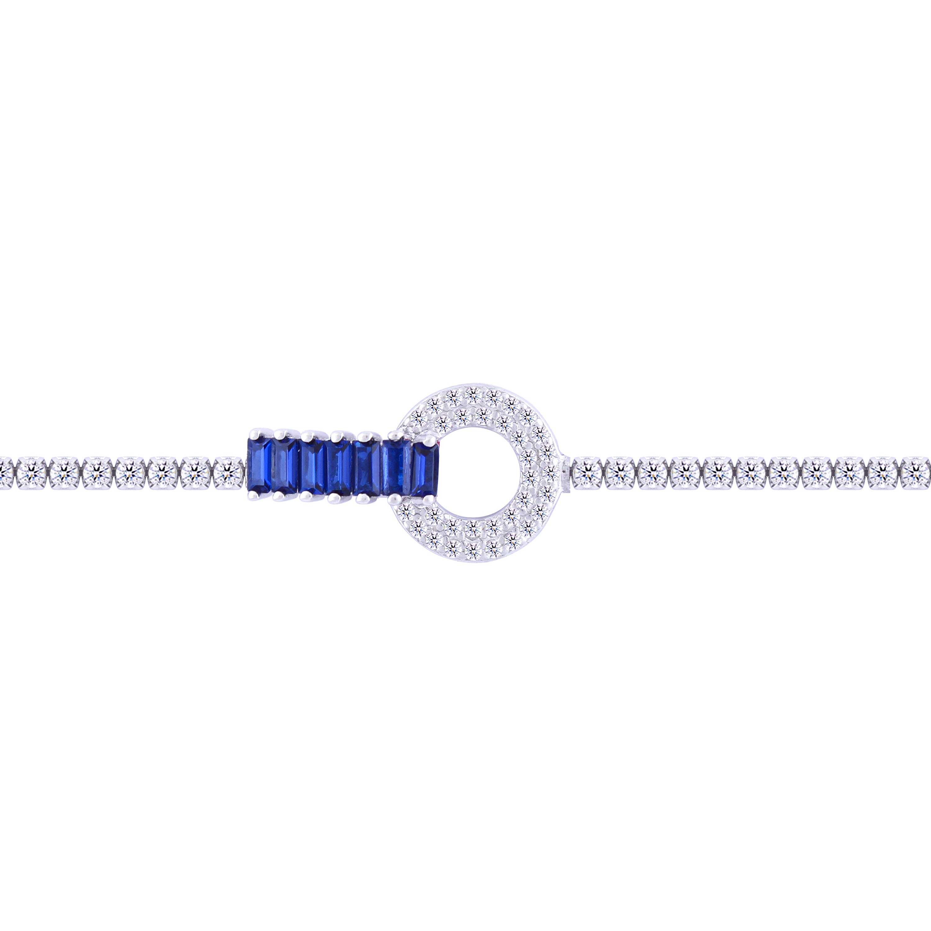 Asfour Crystal Tennis Bracelet With Turquoise Pear & Emerald Zircon In 925 Sterling Silver