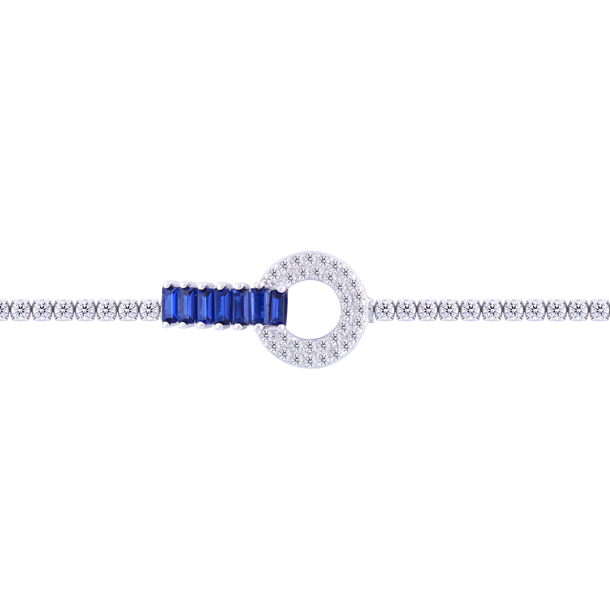 Asfour Crystal Tennis Bracelet With Turquoise Pear & Emerald Zircon In 925 Sterling Silver