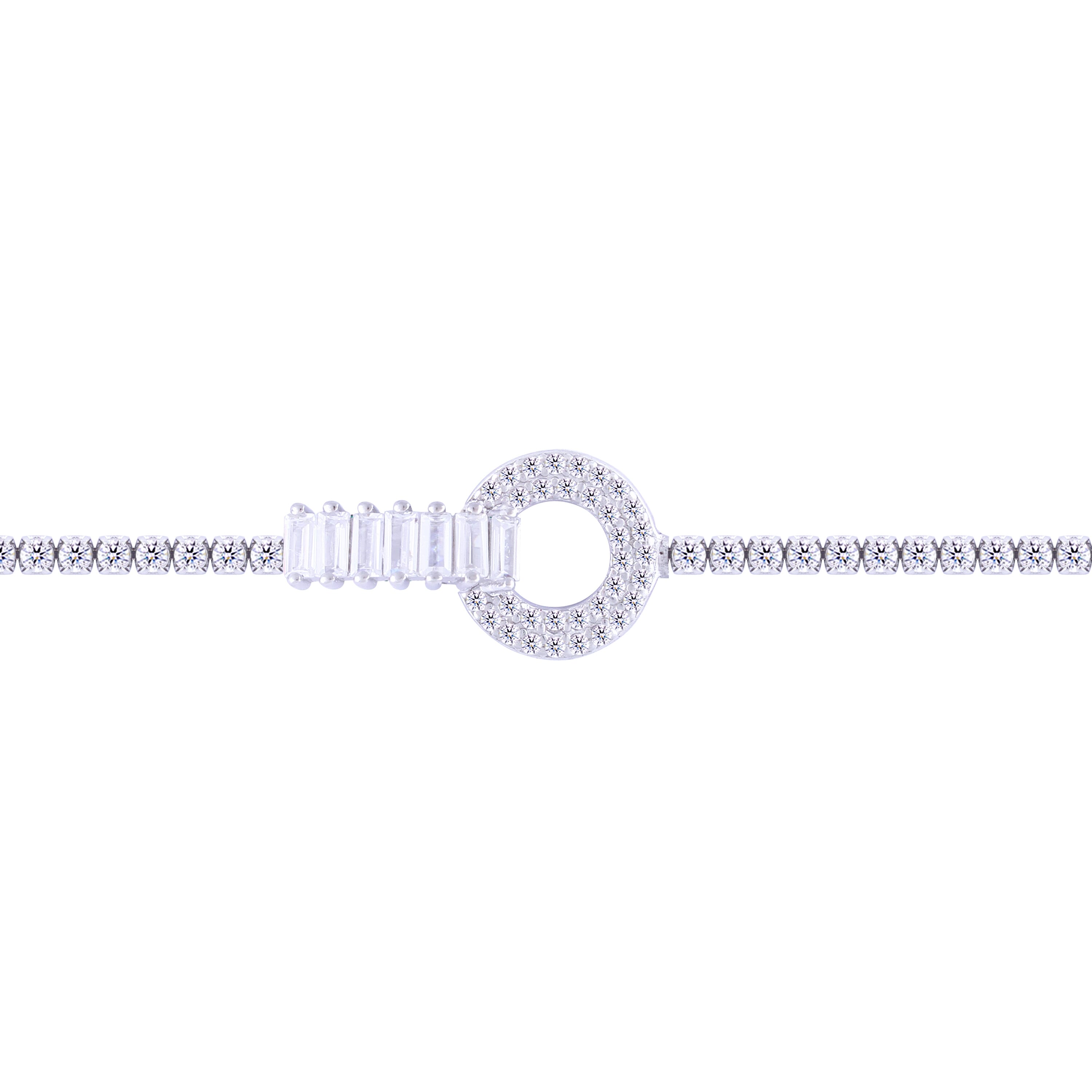 Asfour Crystal Tennis Bracelet With Turquoise Pear & Emerald Zircon In 925 Sterling Silver