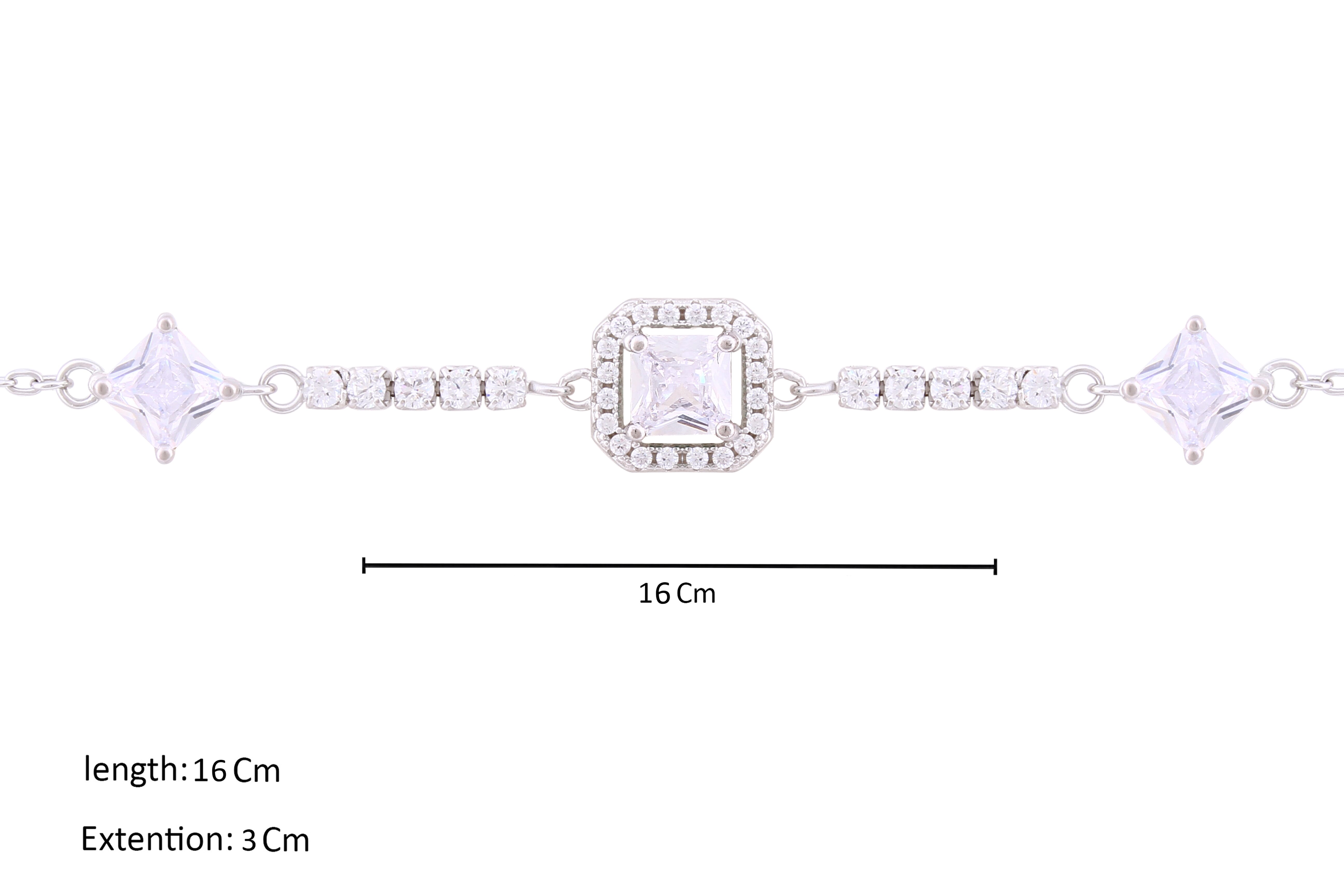 Asfour Crystal Chain Bracelet With Decorative Design In 925 Sterling Silver