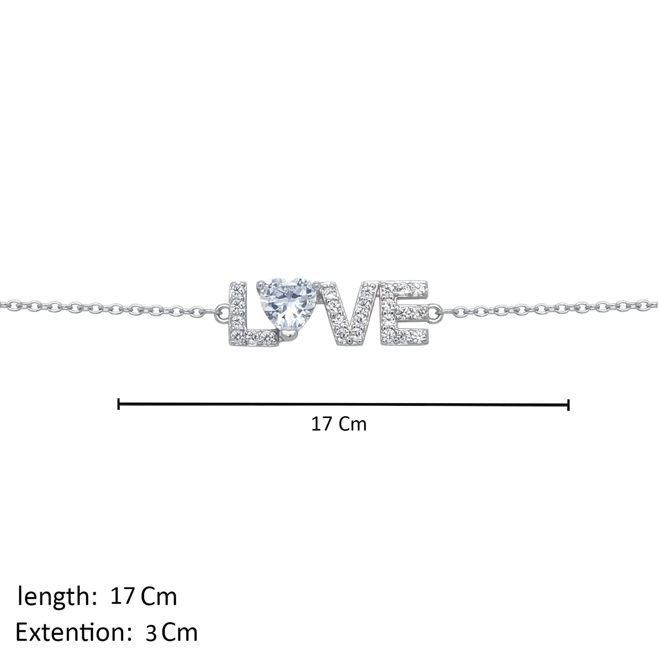 Asfour Craystal Chain Bracelet With " Love " Letter In 925 Sterling Silver-BD0150