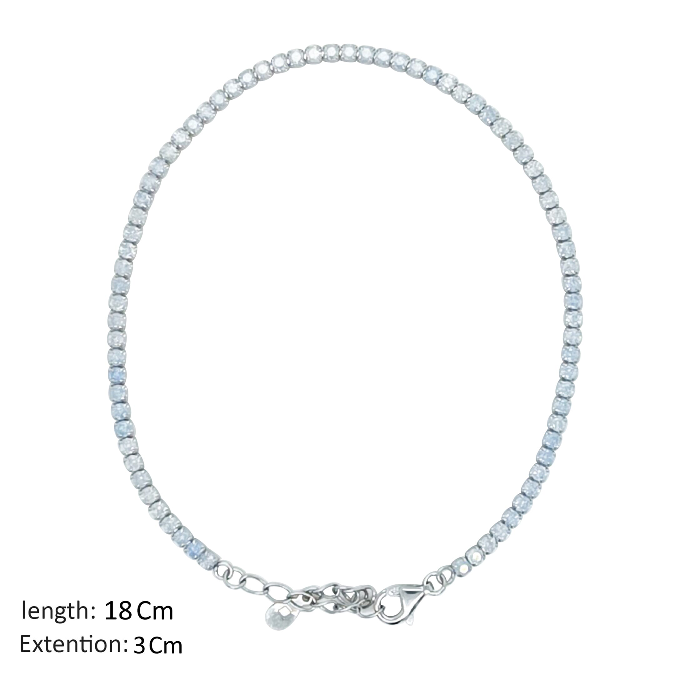 Asfour Craystal Tennis Bracelet With Round Snow Color Zircon In 925 Sterling Silver-BD0164-IC