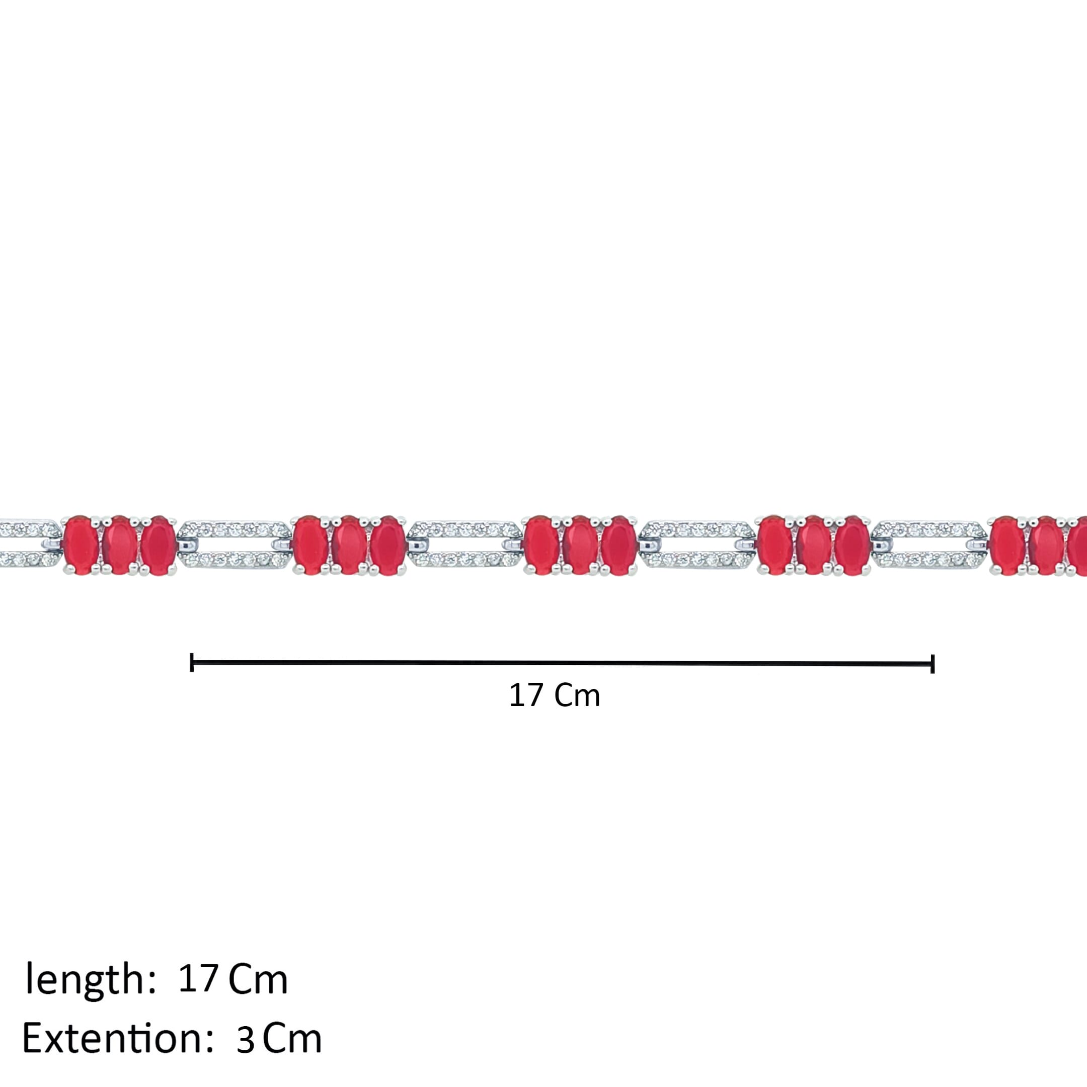 Asfour Crystal Fashion Bracelet Inlaid With Ruby Oval Zircon In 925 Sterling Silver-BD0165-R