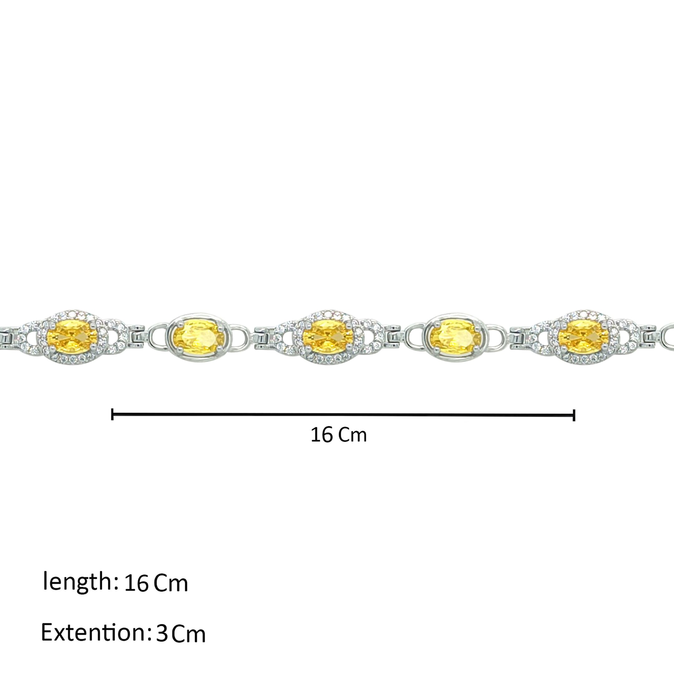 Asfour Crystal Fashion Bracelet With Yellow Oval Zircon In 925 Sterling Silver-BD0167-Y