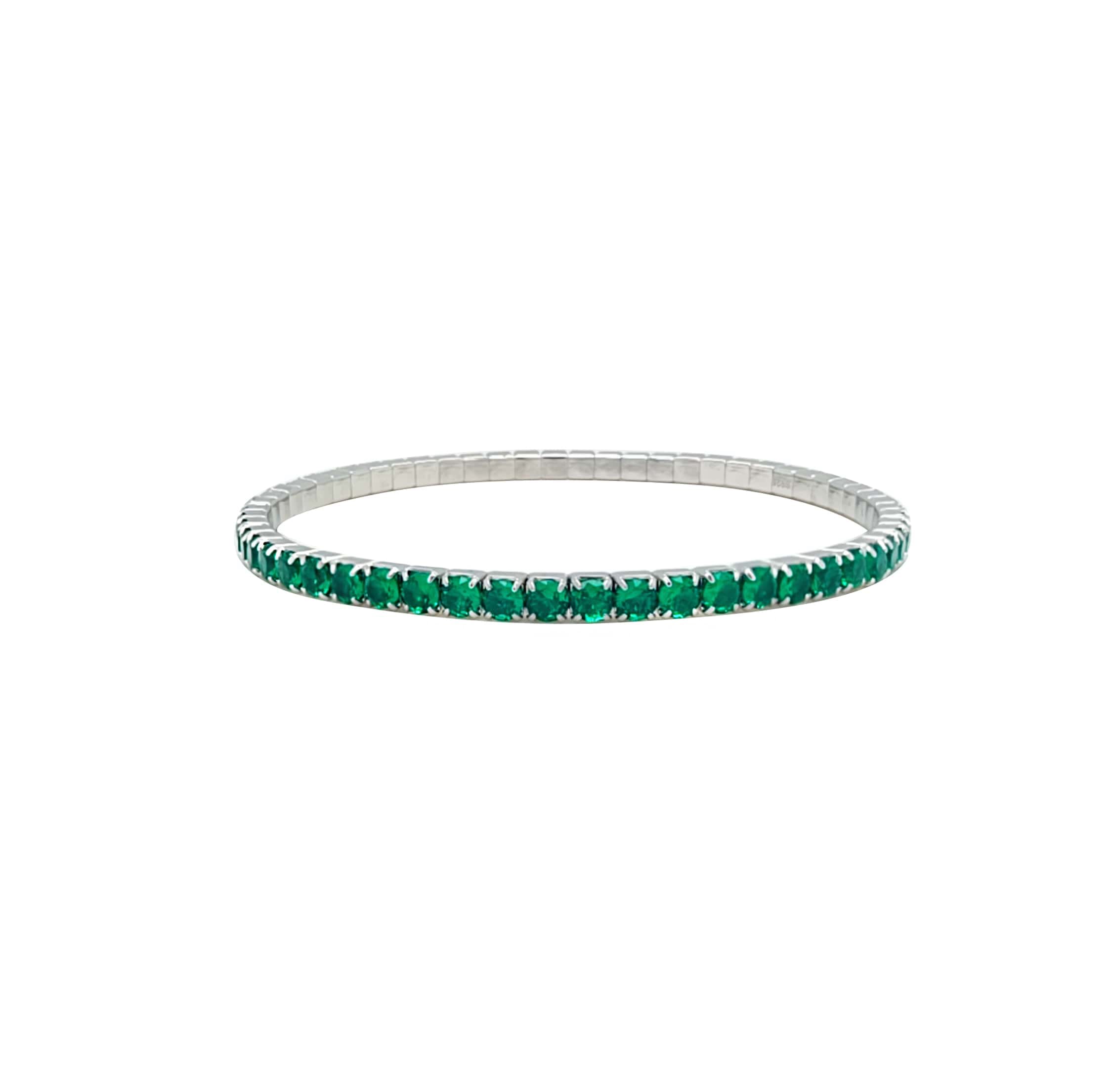 Asfour Crystal Tennis Bracelet With Turquoise Pear & Emerald Zircon In 925 Sterling Silver