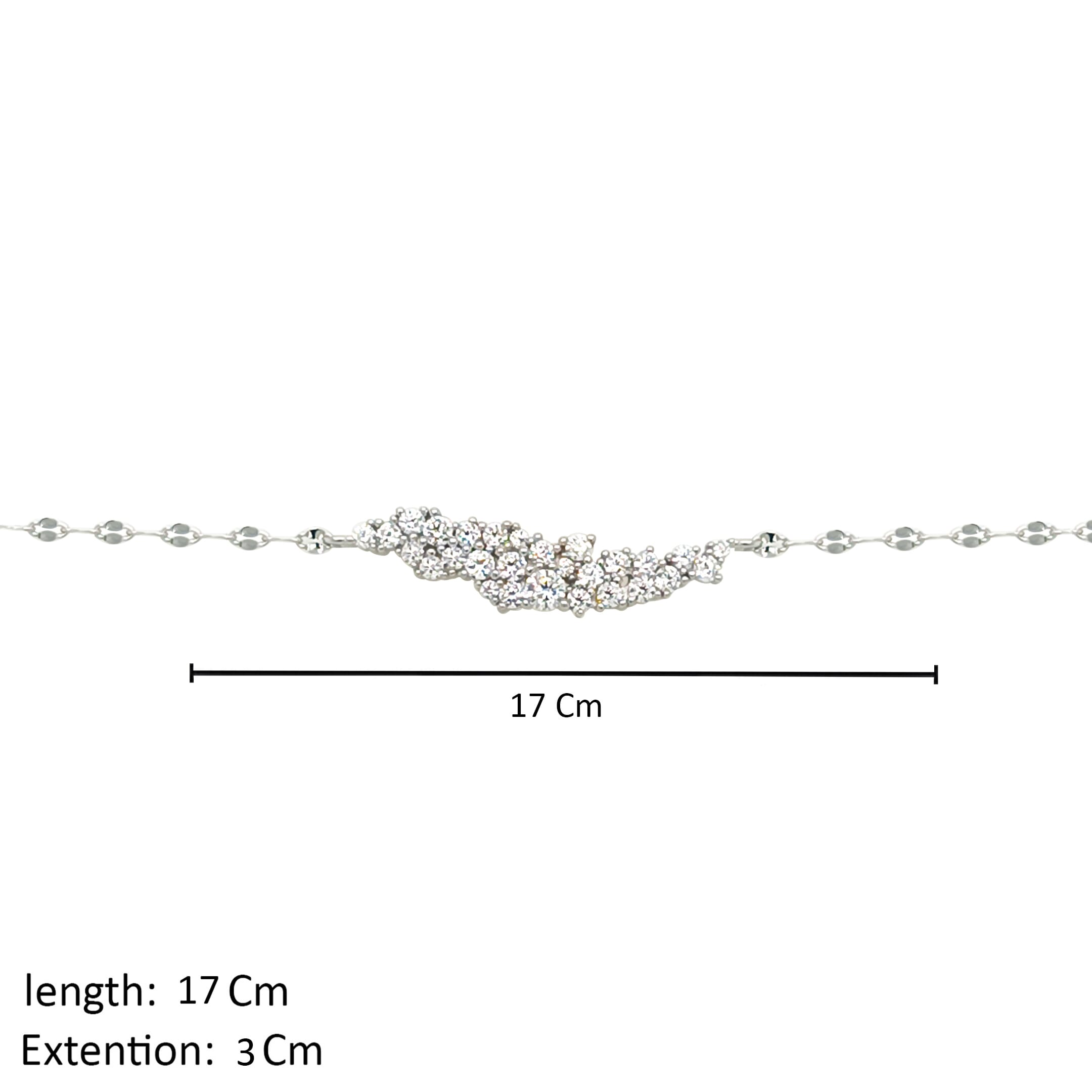 Asfour Crystal  Chain Bracelet With Art Deco Design In 925 Sterling Silver-BD0172