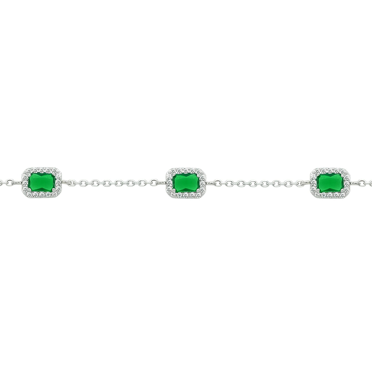 Asfour Crystal Tennis Bracelet With Turquoise Pear & Emerald Zircon In 925 Sterling Silver