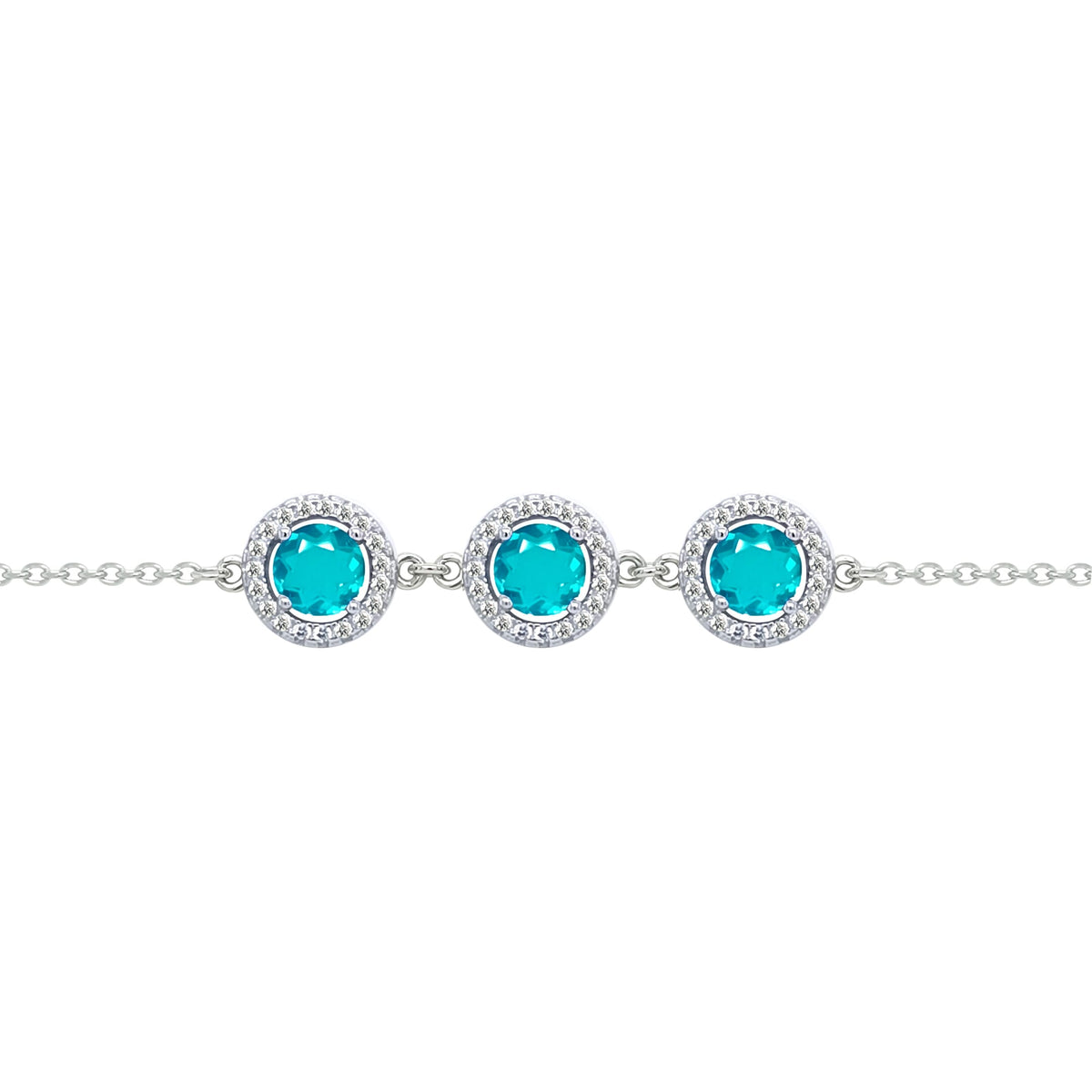 Asfour Crystal Tennis Bracelet With Turquoise Pear & Emerald Zircon In 925 Sterling Silver