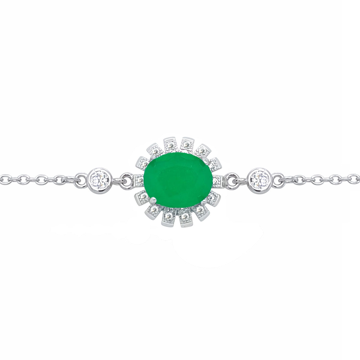 Asfour Crystal Tennis Bracelet With Turquoise Pear & Emerald Zircon In 925 Sterling Silver