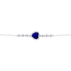 Asfour Crysta lChain Bracelet With Blue Heart Design In 925 Sterling Silver-BD0192-B
