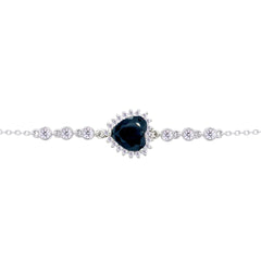 Asfour Crystal Tennis Bracelet With Turquoise Pear & Emerald Zircon In 925 Sterling Silver