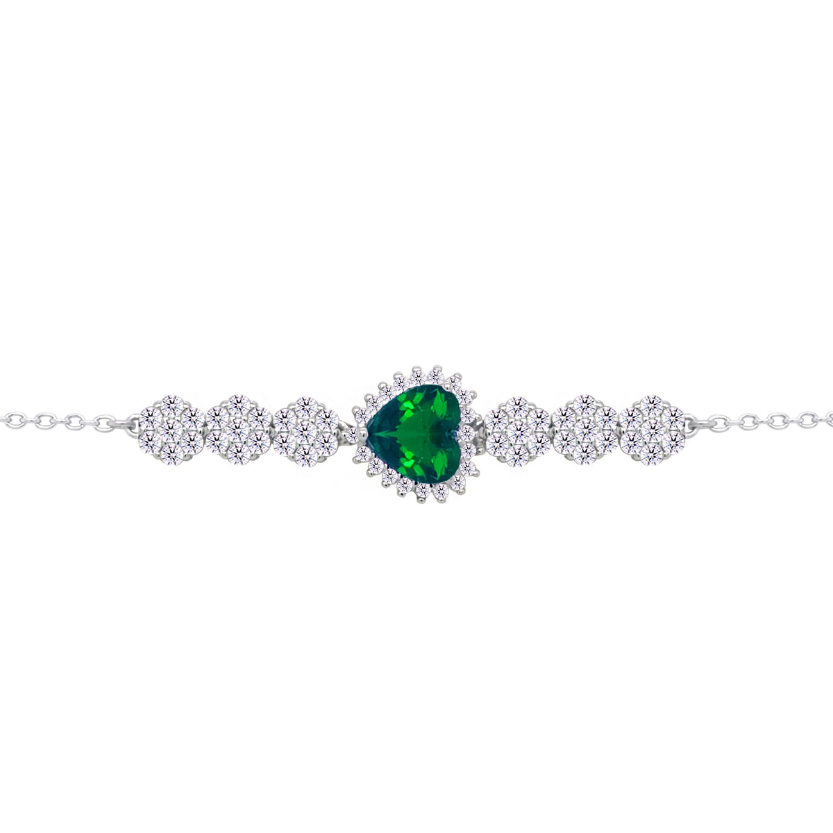 Asfour Crystal Tennis Bracelet With Turquoise Pear & Emerald Zircon In 925 Sterling Silver