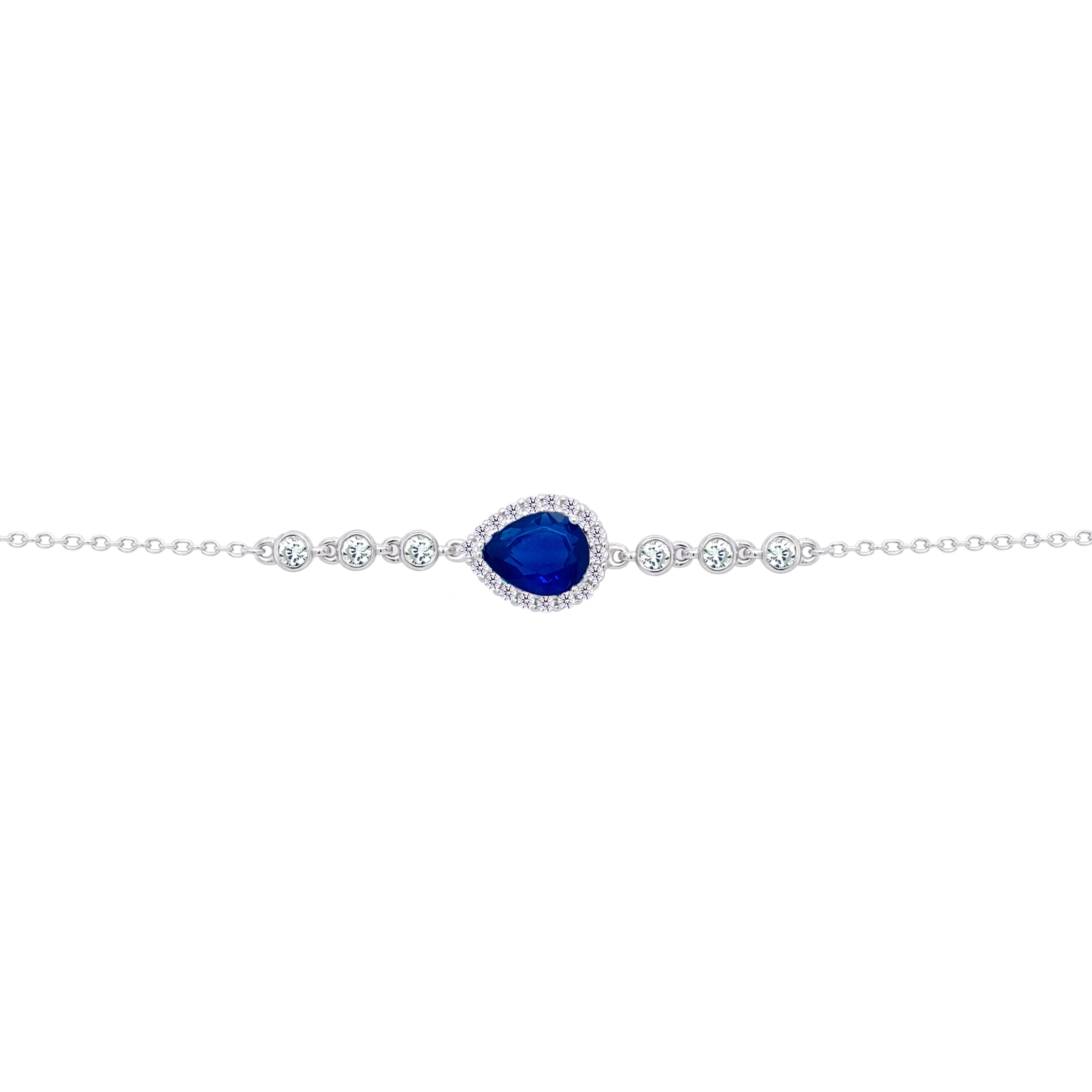 Asfour Crysta lChain Bracelet With Blue Pear Design In 925 Sterling Silver-BD0199-B