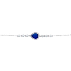 عصفور كريستال انسيال فضة عيار 925 بتصميم كمثري ازرق مرصع بالزركون - BD0199-B