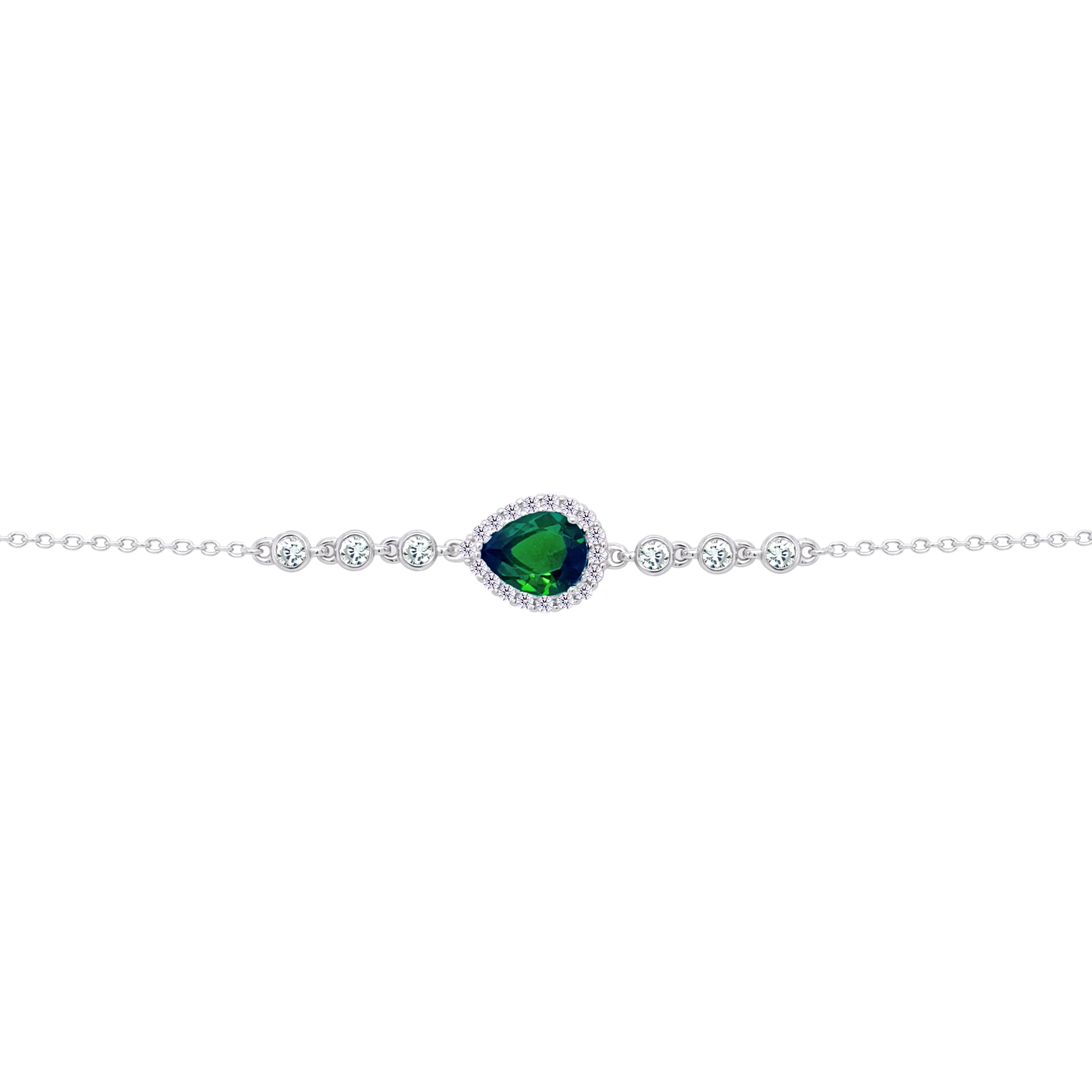 Asfour Crysta lChain Bracelet With Emerald Pear Design In 925 Sterling Silver-BD0199-G