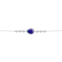عصفور كريستال انسيال فضة عيار 925 بتصميم كمثري لون تنزانيت غامق مرصع بالزركون - BD0199-N5
