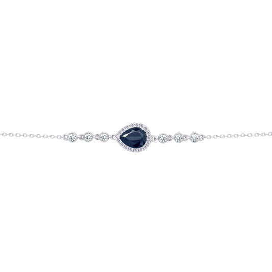 عصفور كريستال انسيال فضة عيار 925 بتصميم كمثري اسود مرصع بالزركون - BD0199-P