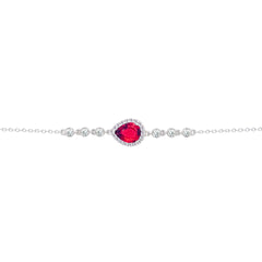 Asfour Crysta lChain Bracelet With Ruby Pear Design In 925 Sterling Silver-BD0199-R