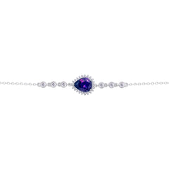 عصفور كريستال انسيال فضة عيار 925 بتصميم كمثري لون تنزانيت غامق مرصع بالزركون - BD0200-N5