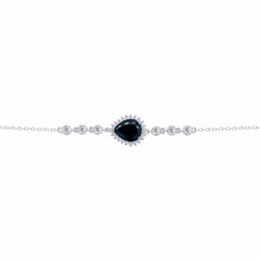 عصفور كريستال انسيال فضة عيار 925 بتصميم كمثري اسود مرصع بالزركون - BD0200-P