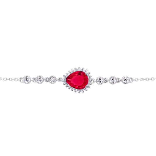 Asfour Crystal Tennis Bracelet With Turquoise Pear & Emerald Zircon In 925 Sterling Silver