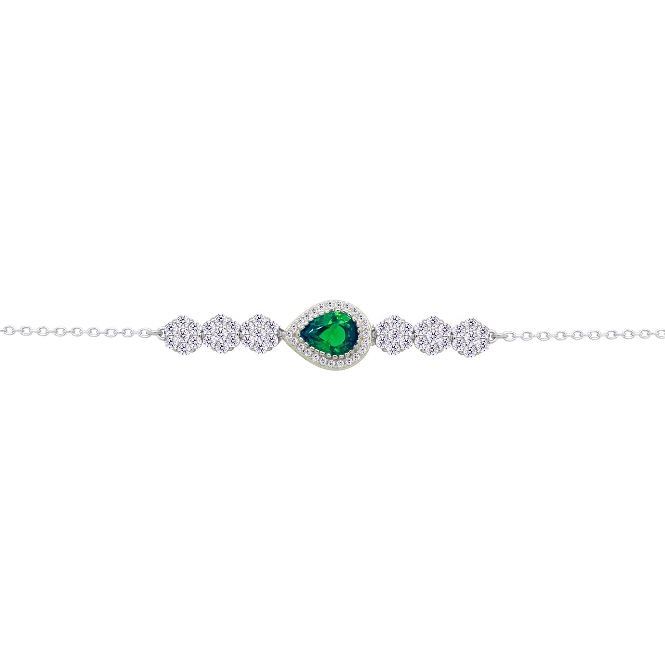 Asfour Crysta lChain Bracelet With Emerald Pear Design In 925 Sterling Silver-BD0201-WG