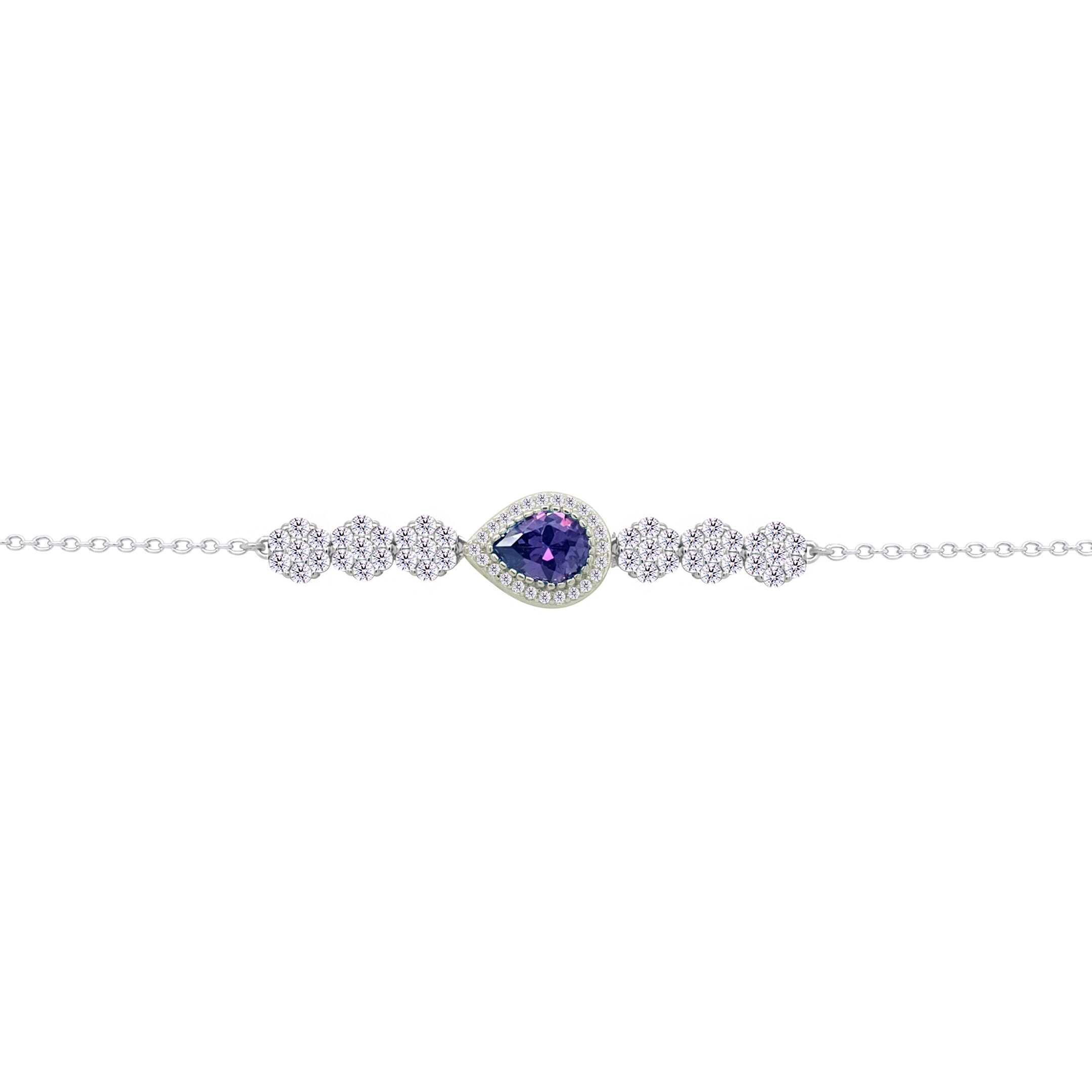 Asfour Crysta lChain Bracelet With Dark Tenzanite Pear Design In 925 Sterling Silver-BD0201-WN5