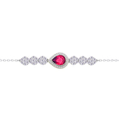 Asfour Crystal Tennis Bracelet With Turquoise Pear & Emerald Zircon In 925 Sterling Silver