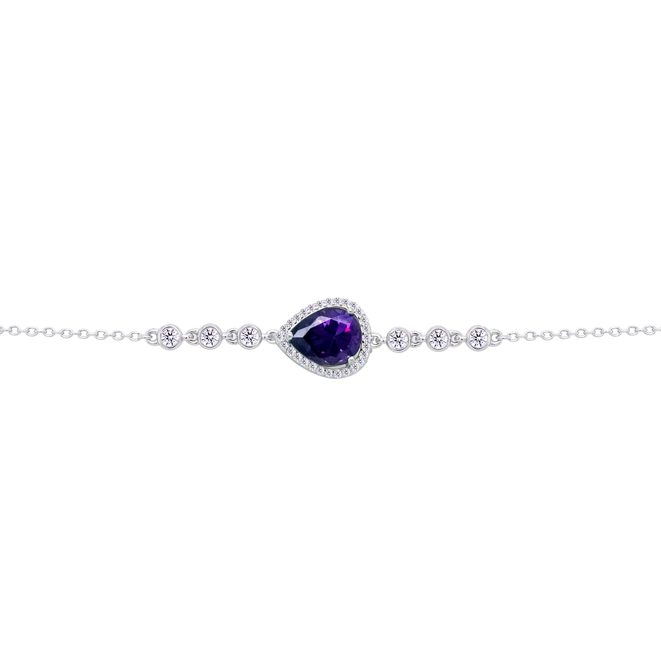 Asfour Crysta lChain Bracelet With Dark Tenzanite Pear Design In 925 Sterling Silver-BD0202-N5